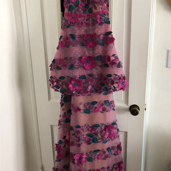 Marchesa Notte Pink Embroidered Floral Dress - Picture 2 of 7